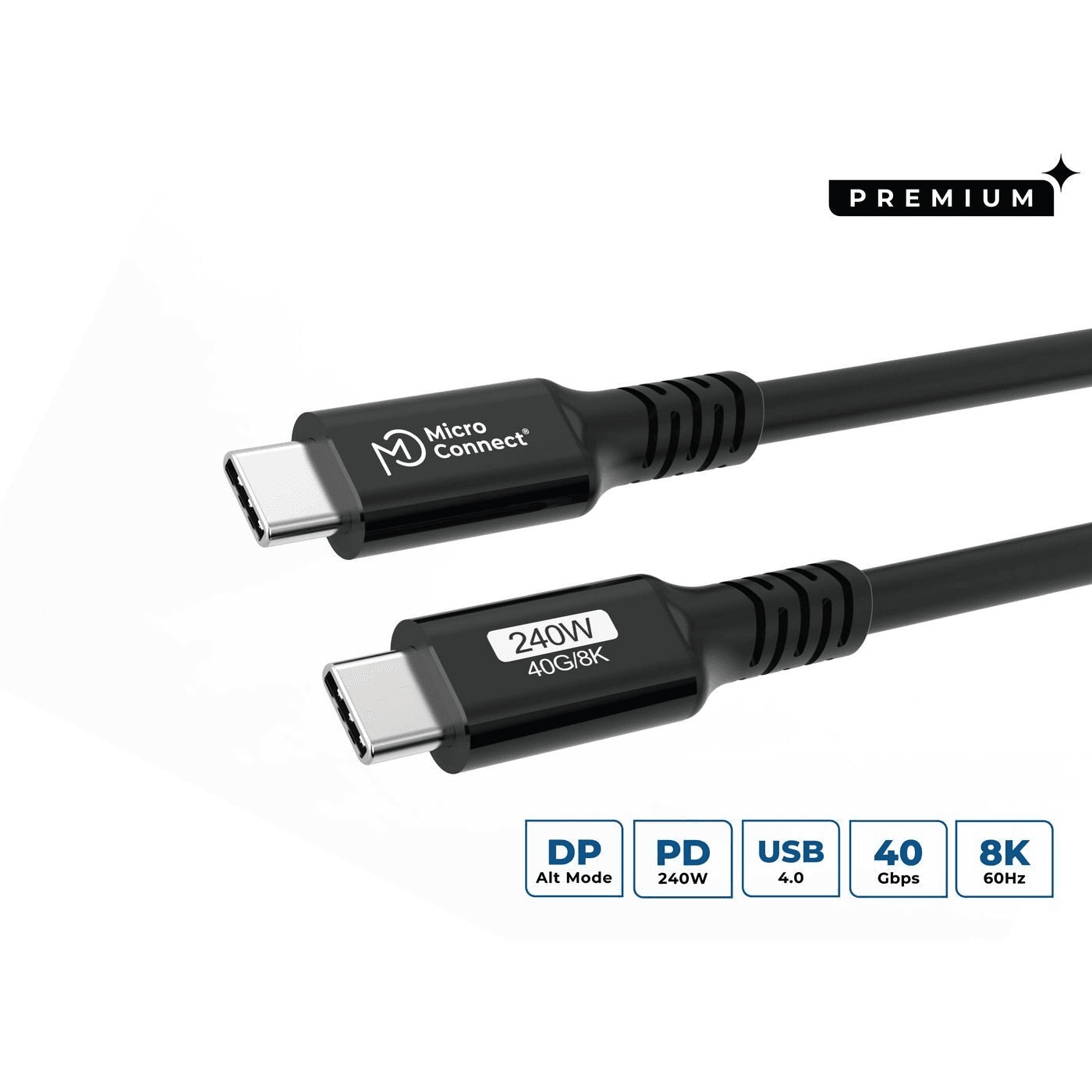 Microconnect USB4CC015-240W USB kábel USB4 Gen 3x2 0,15 m USB C Čierna