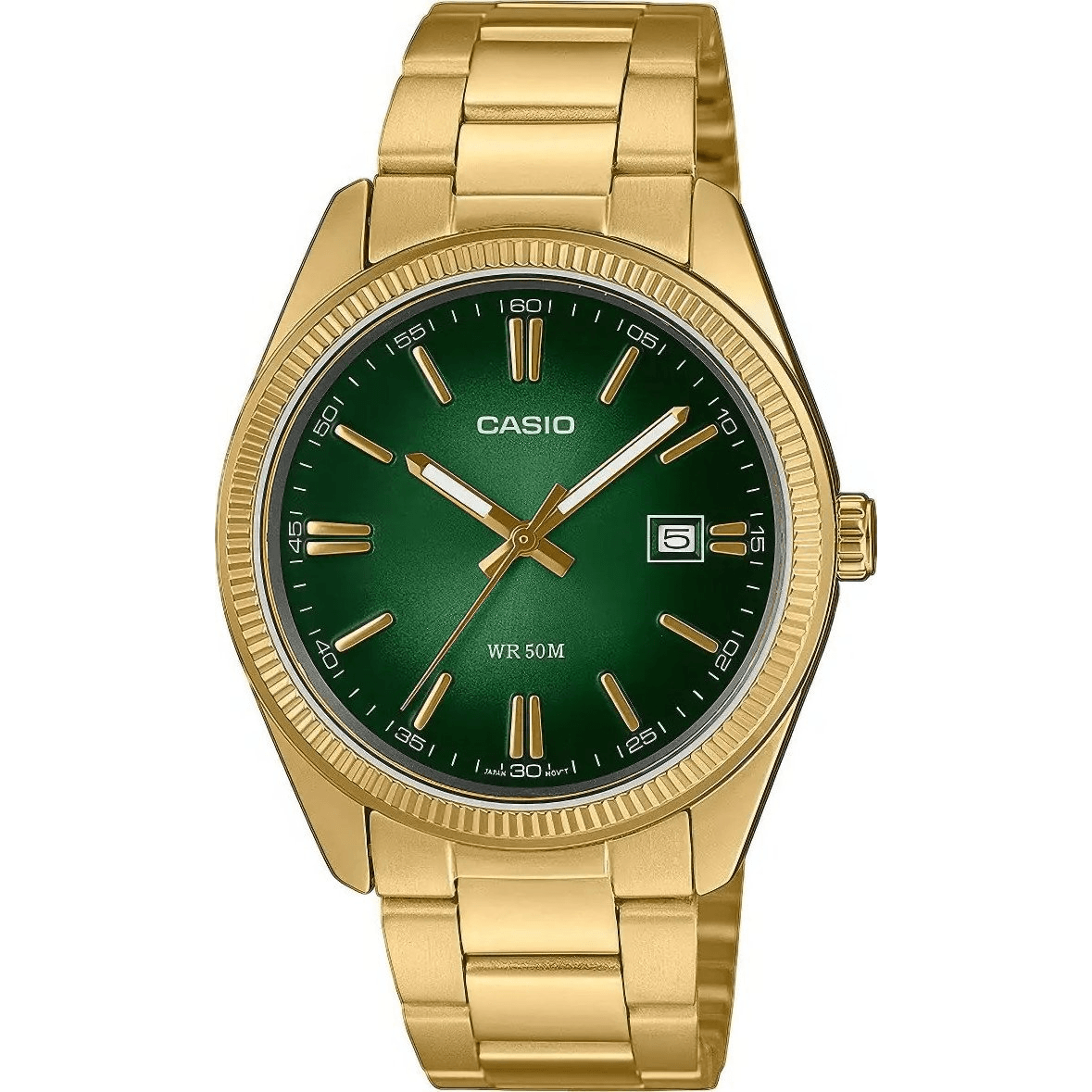 Casio pánske hodinky MTP-1302PGC-3AVEF elegantné zeleno-zlaté