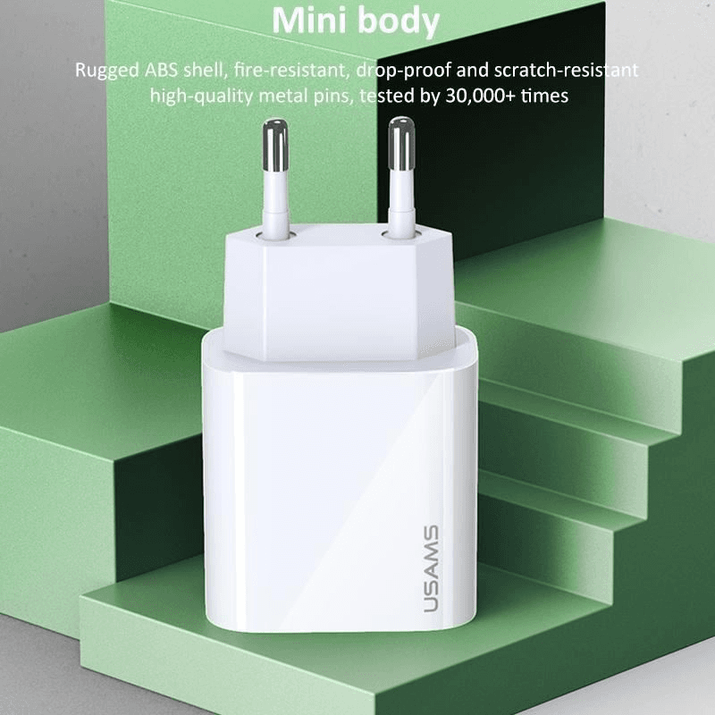USAMS Nabíjačka sieťová 1xUSB-C T34 20W 5V-3A (only head) PD3.0 Fast