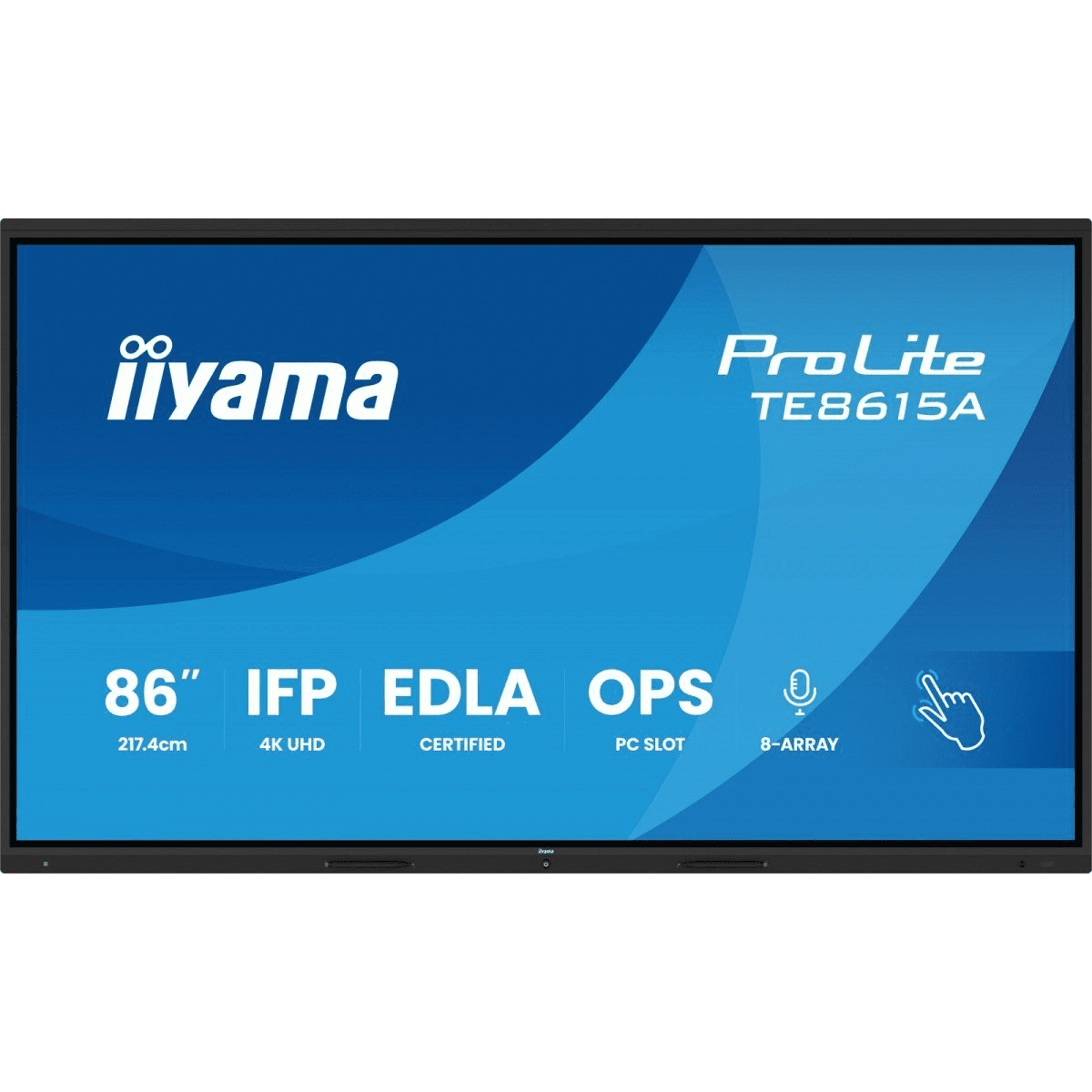 iiyama TE8615A-B1AG oznamovací displej Plochá digitálna tabuľa 2,18 m (86") Wi-Fi 550 cd/m² 4K Ultra HD Čierna Dotyková obrazovka Zabudovaný procesor Android