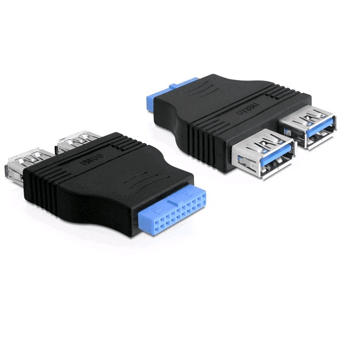 DeLOCK 65324 Adaptér USB 3.0 19-pinový konektor samica, čierny