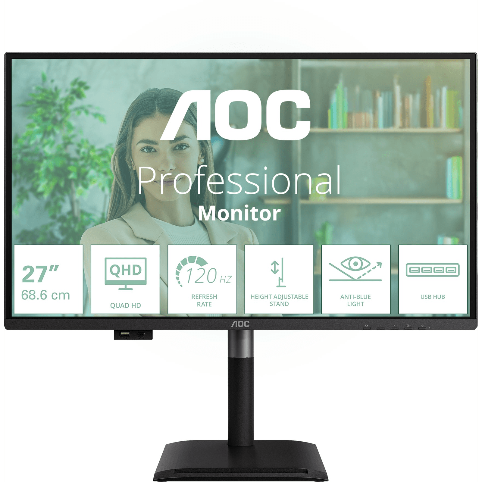 AOC Q27P4U LCD monitor 68,6 cm (27") 2560 x 1440 px Wide Quad HD Čierna