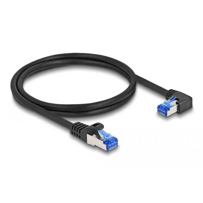 Sieťový kábel RJ45 Cat.6A S/FTP rovný uhlový 1 m Delock 80222