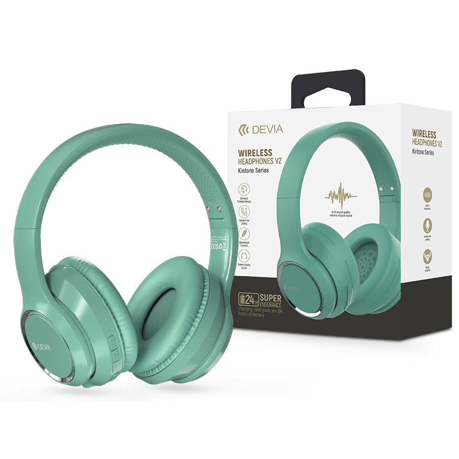 Devia Bluetooth slúchadlá Kintone nauszne jasno zielone
