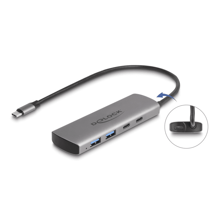USB Hub 10 Gbps, 2x USB typu A + 2x USB typu C, upstream USB C Delock 64299