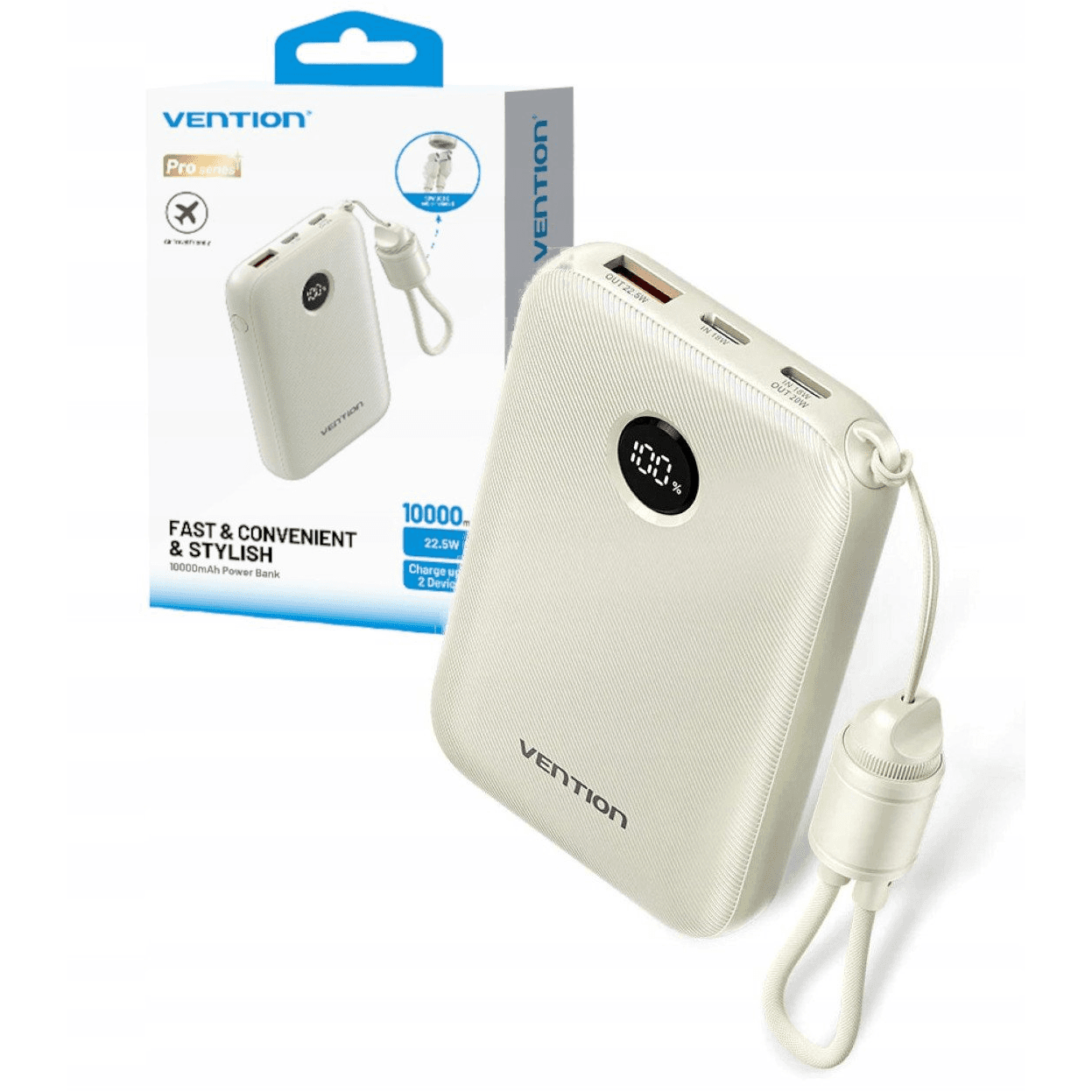 Powerbanka Vention 10000 mAh béžová
