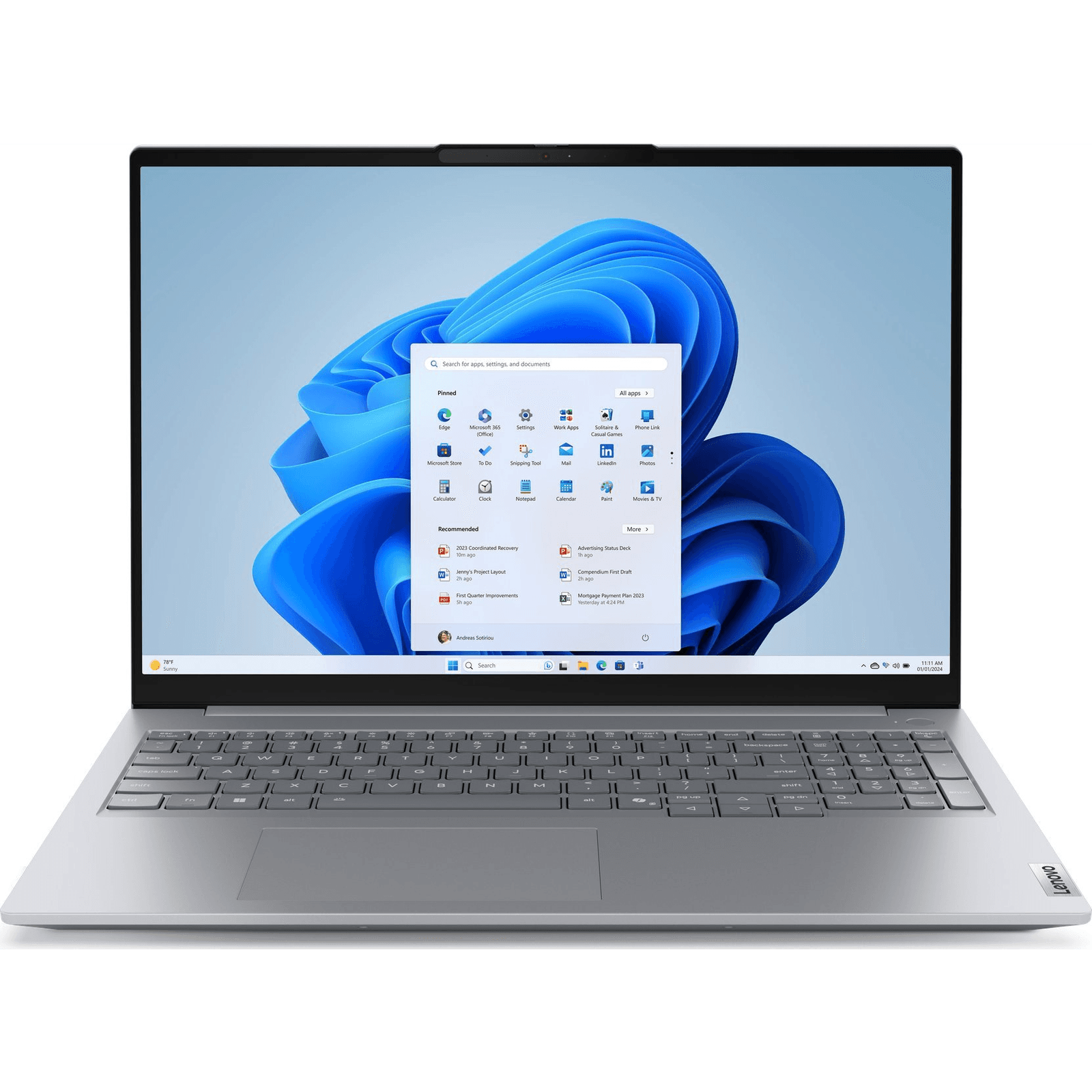 Lenovo ThinkBook 16 G8 IRL Intel Core 7 240H Laptop 40,6 cm (16") WUXGA 16 GB DDR5-SDRAM 512 GB SSD Wi-Fi 6E (802.11ax) Windows 11 Pro Šedá