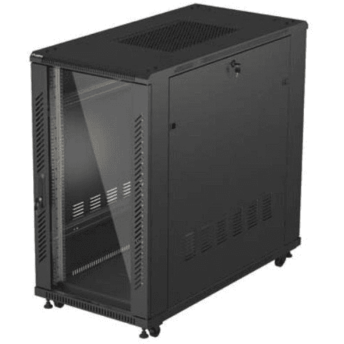 Racková skriňa Lanberg 19" 22U 600x1200 mm čierna so sklenenými