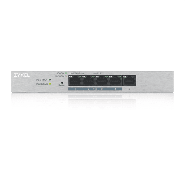 Zyxel GS1200-5HP v2 Riadený Gigabit Ethernet (10/100/1000) Podpora napájania cez Ethernet (PoE) Šedá