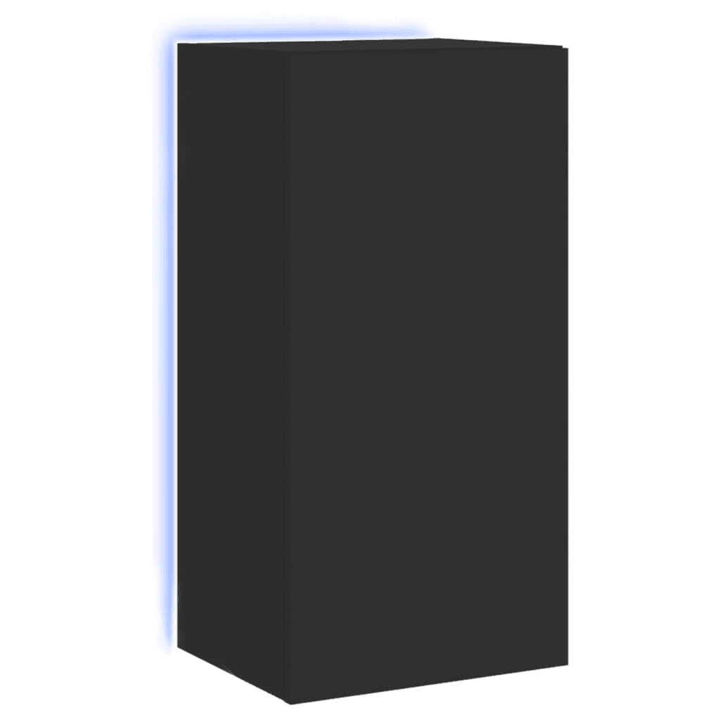 Nástenná TV skrinka s LED, čierna, 40,5x35x80 cm