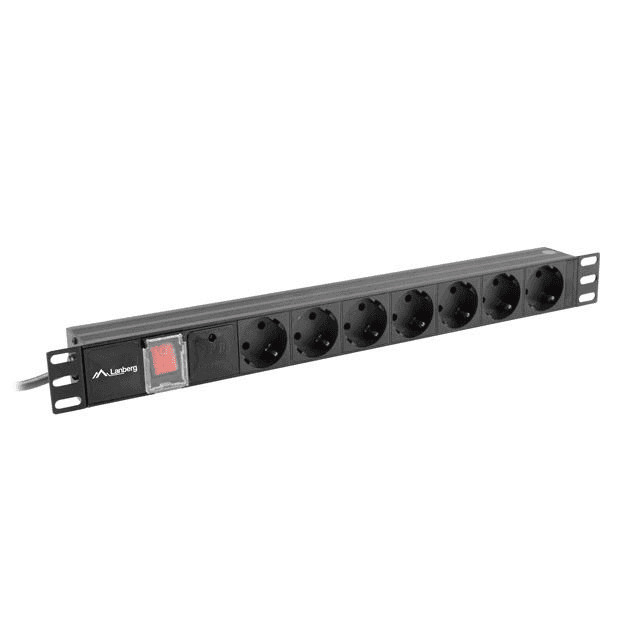 Napájací lišta Lanberg pre RACK 1U 16A PDU 7x Schuko 2m čierna
