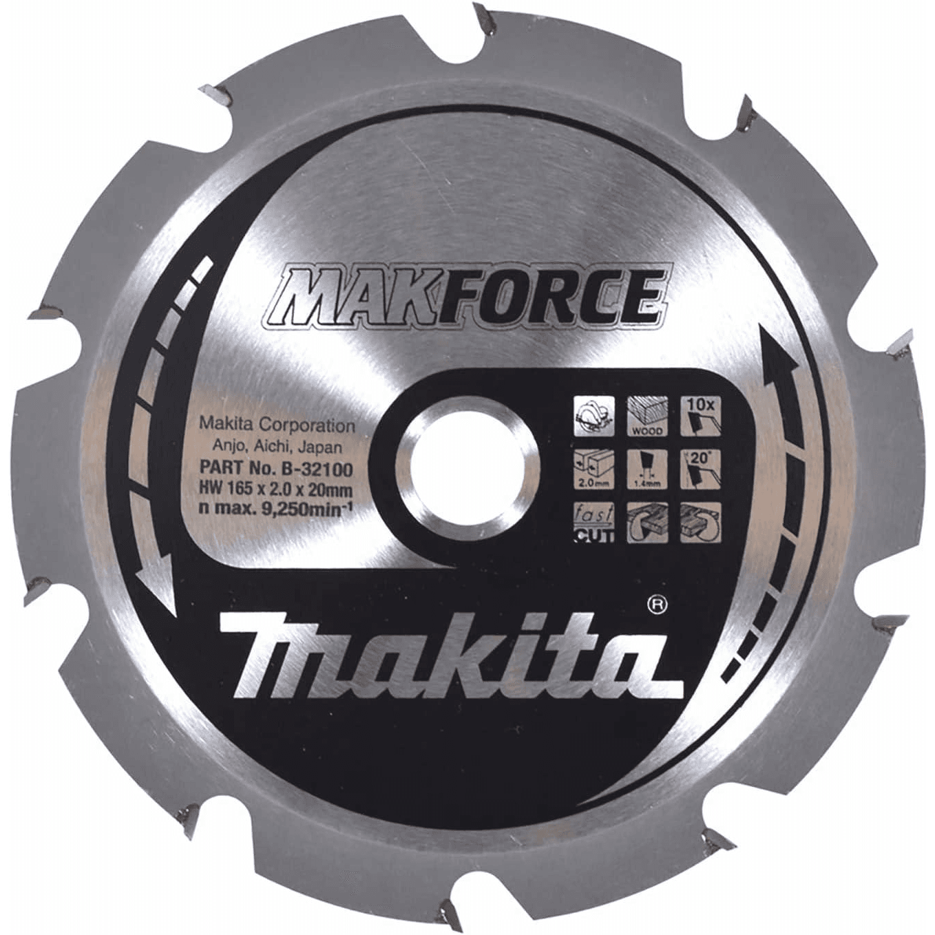 MAKITA Rezný kotúč na drevo 165x20mm 10Z Makforce B-32100