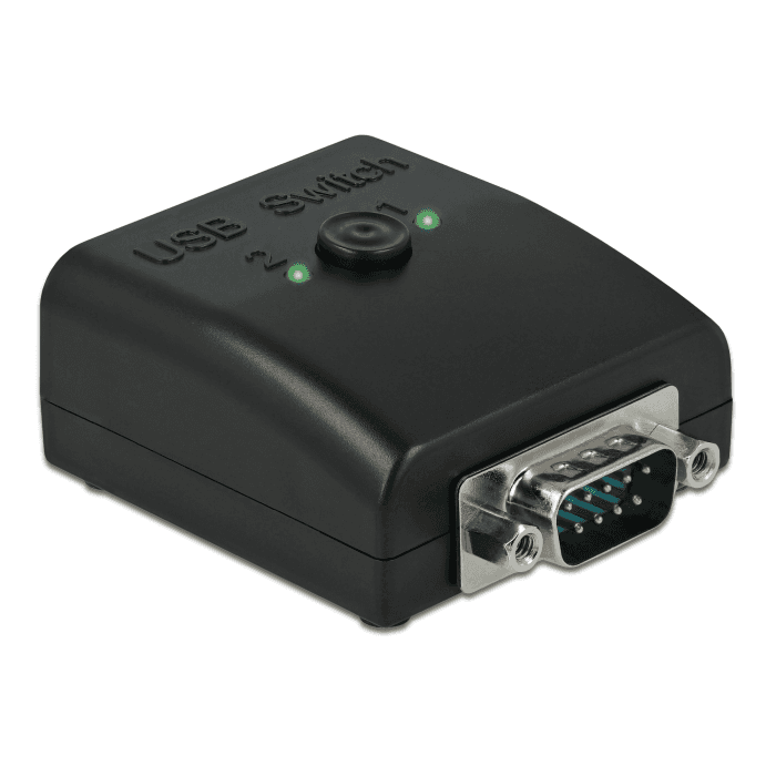 Prepínač / Rozbočovač RS-232, 1x sériový port DB9 na 2x USB 2.0 B Delock
