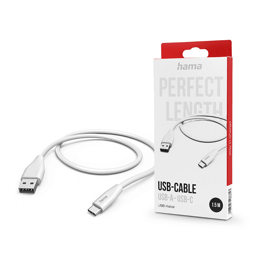 Hama 00201596 USB kábel 1,5 m USB 2.0 USB A USB C Biela