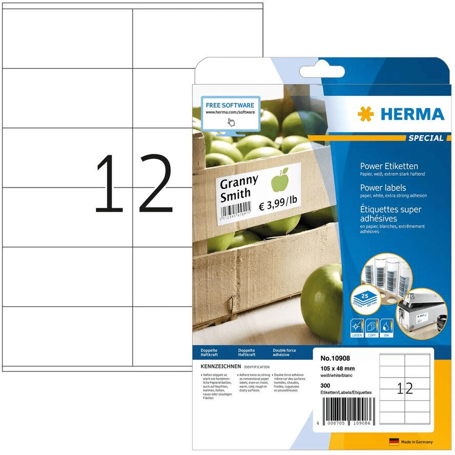 HERMA 10908 Tlačiteľné etikety Biela Samolepiace etikety na tlač