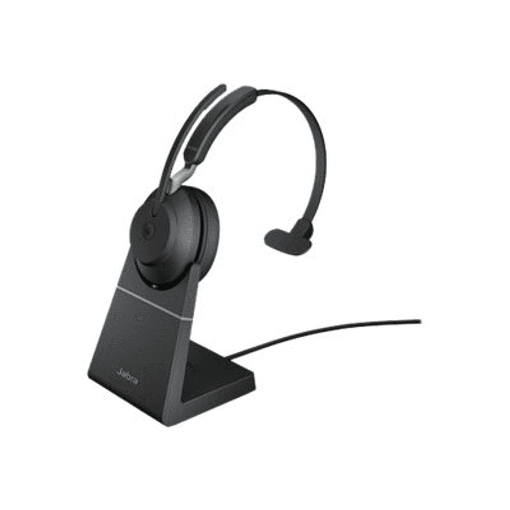 Jabra Evolve2 65, MS Mono Slúchadlá s mikrofónom Bezdrôtový Pres hlavu Kancelária / call centrum USB Typ-A Bluetooth Čierna
