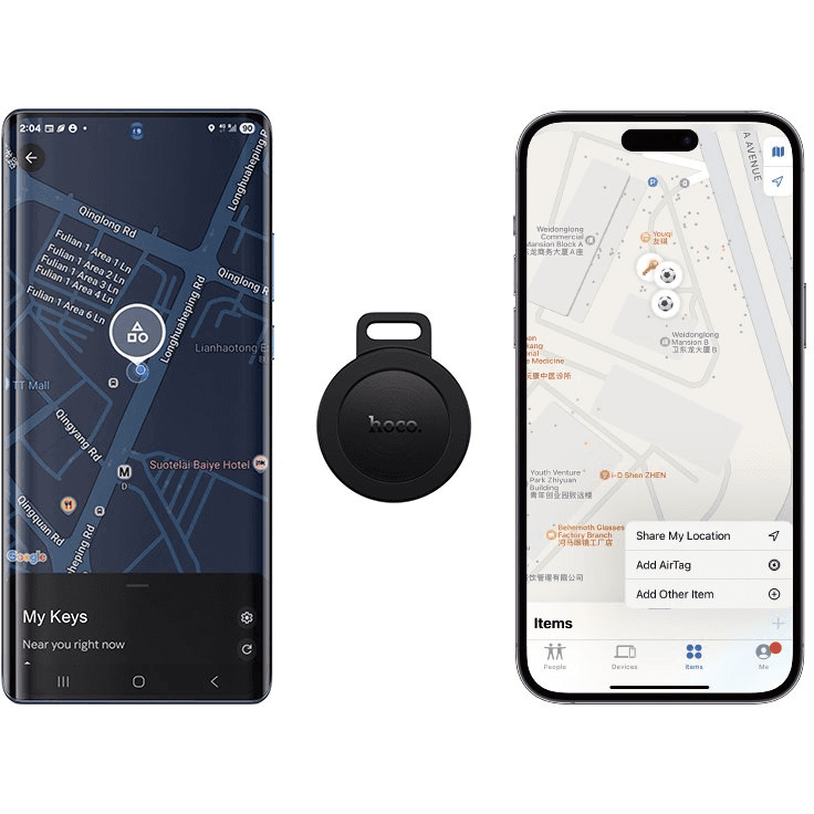 Lokalizátor kompatibilný s Apple Find My, Google Find My Device Hoco E101
