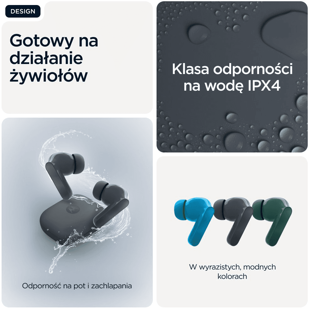 Motorola Moto Buds Bass Slúchadlá s mikrofónom True Wireless Stereo (TWS) Do ucha Hovor / hudba Bluetooth Čierna