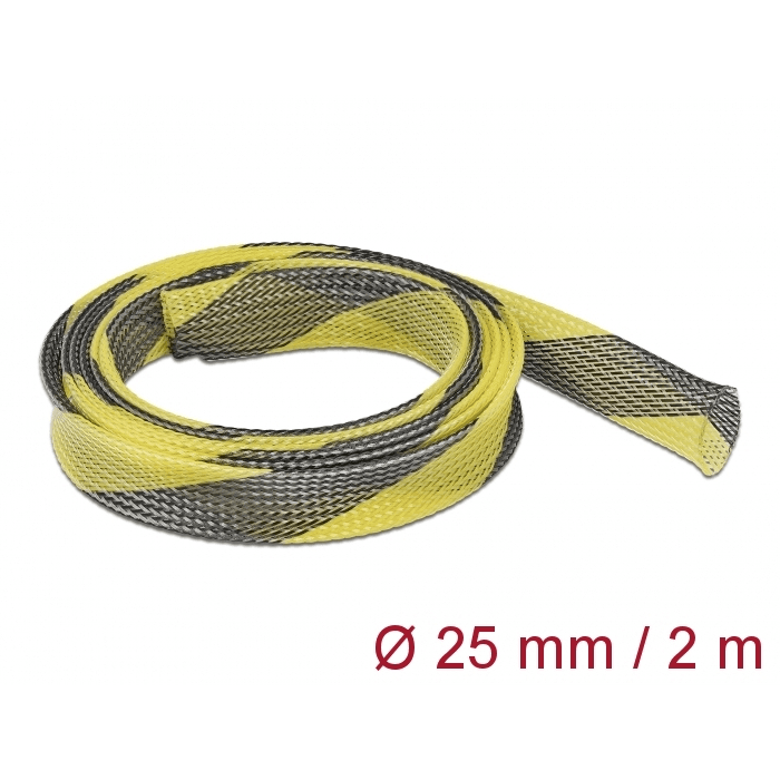 Pletená páska elastická 2 m x 25 mm čierno-žltá Delock 20747