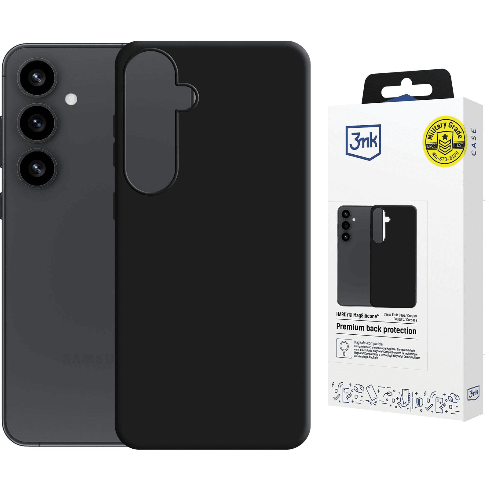 Puzdro pre Galaxy S25+, 3MK Hardy MagSilicone, nešpinivé, s istým úchopom