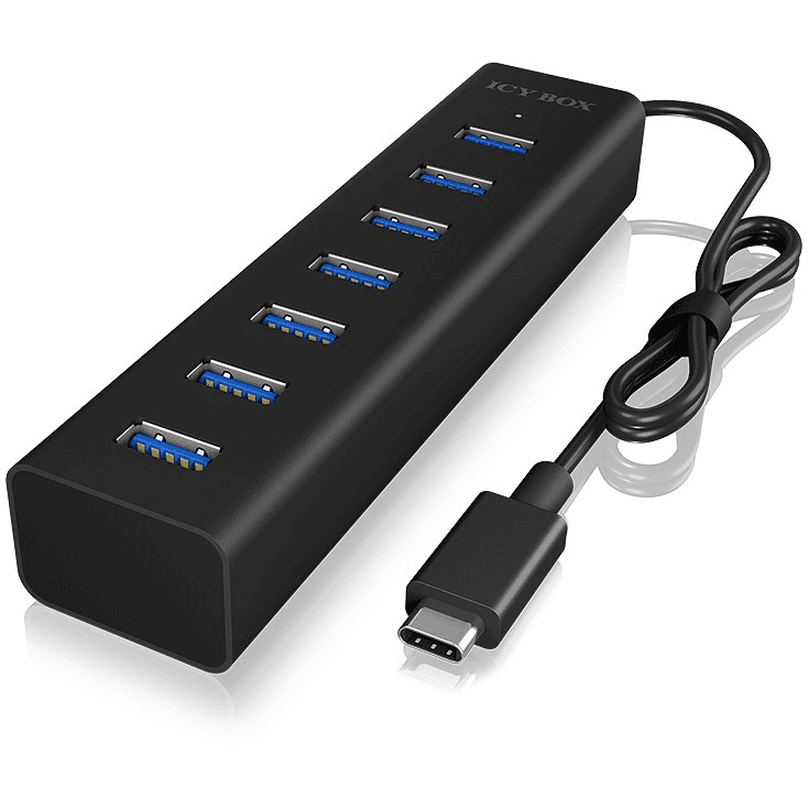 ICY BOX IB-HUB1700-C3 USB 3.2 Gen 1 (3.1 Gen 1) Type-C 5000 Mbit/s Čierna
