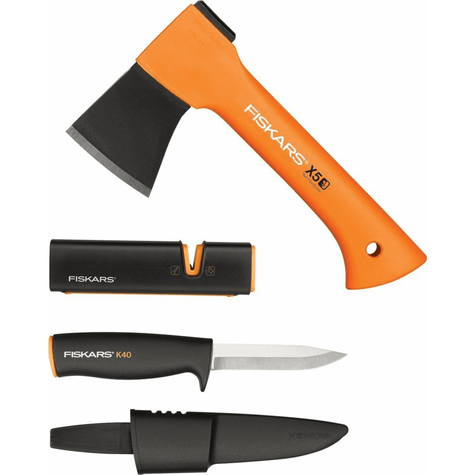 Fiskars komínová súprava X5 + nôž K40 + brusný kameň