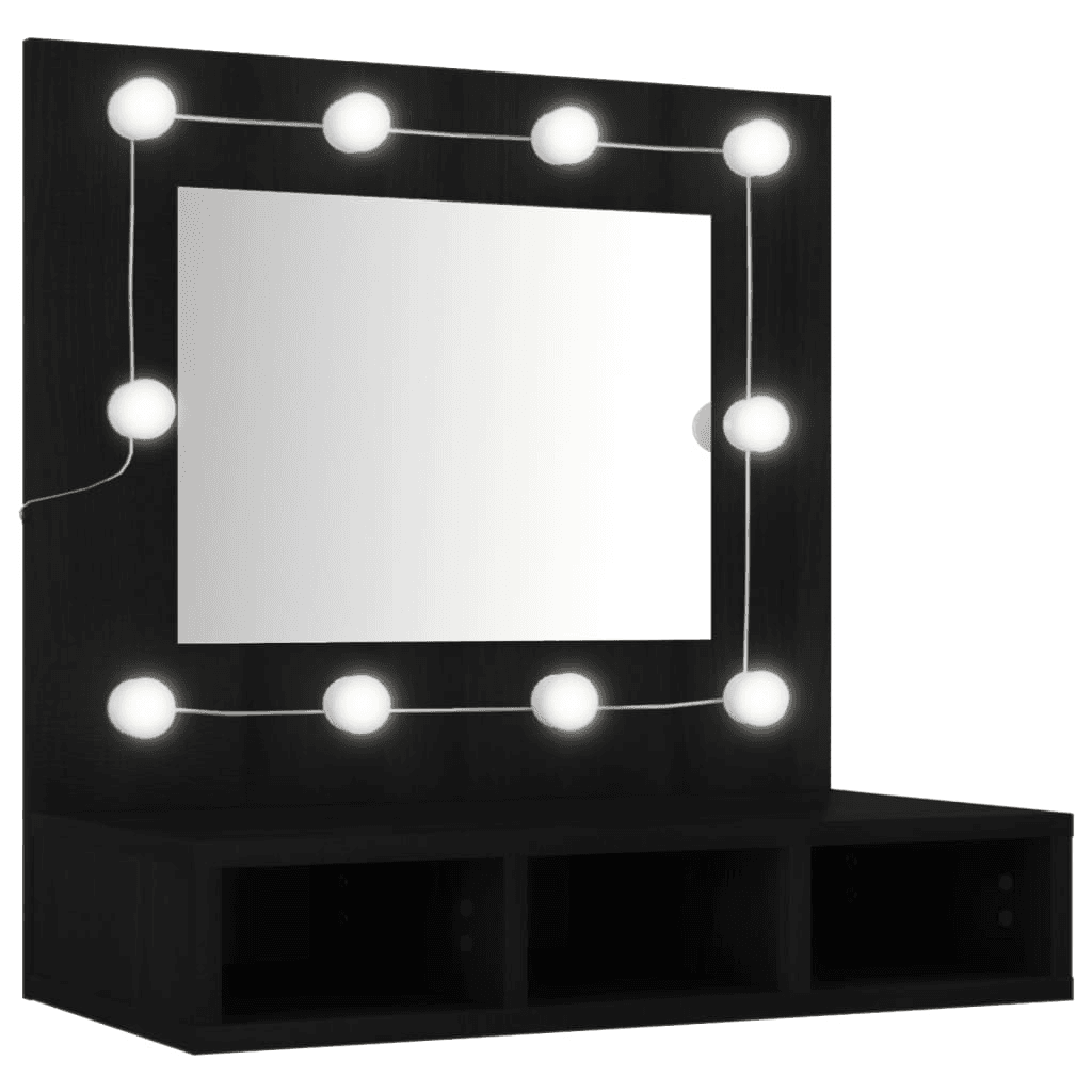 SKRINKA SO ZRKADLOM A LED OSVETLENÍM ČIERNA 60X31,5X62CM