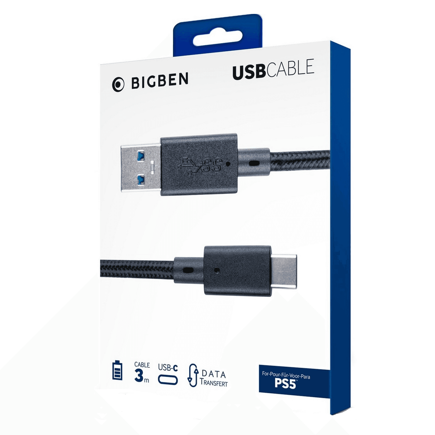 BigBen nabíjací kábel pre PlayStation 5 USB-A a USB-C - 3m