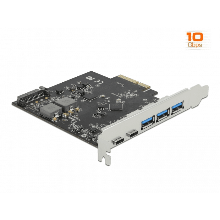 PCI Express x4 karta na 2 x USB Type-C + 3 x USB Typ-A - Delock 89064