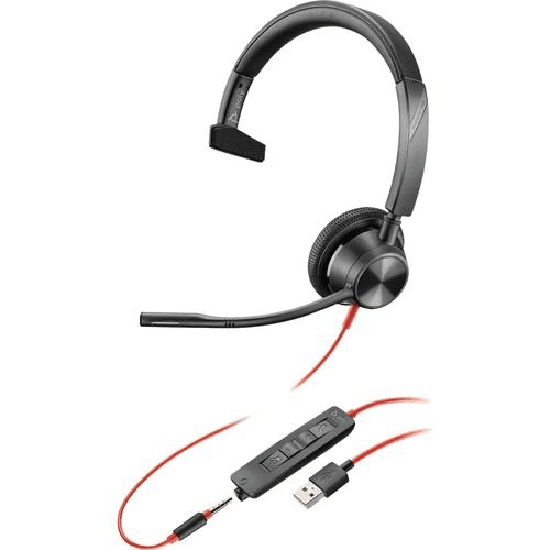 POLY Blackwire 3315 Slúchadlá s mikrofónom Kábel Pres hlavu Kancelária / call centrum USB Typ-A Čierna