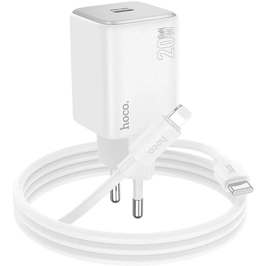 HOCO sieťová nabíjačka Typ C + kábel Typ C na Lightning QC PD 20W N40 biela