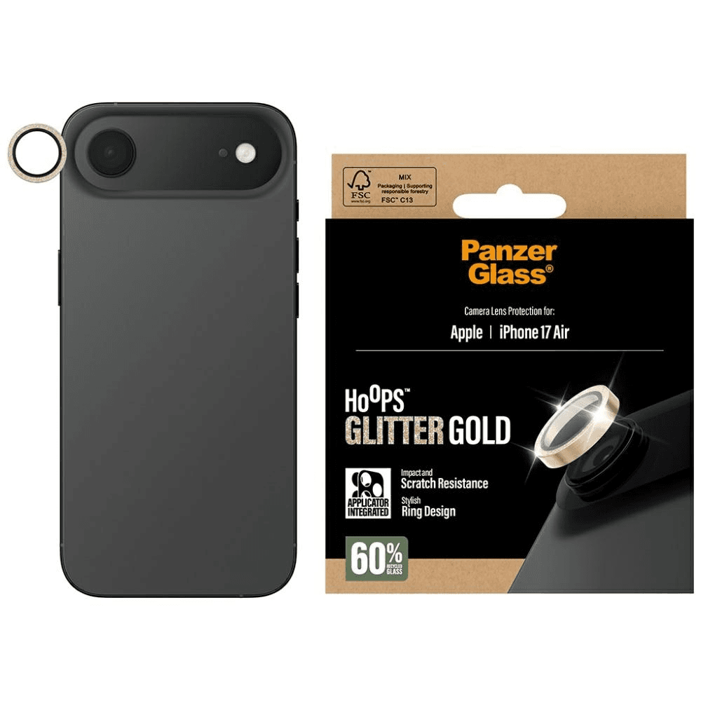 PanzerGlass ® Hoops® Glitter Gold Camera Lens Protector iPhone 17 Air Číra ochranná fólia na displej Apple 1 kusov
