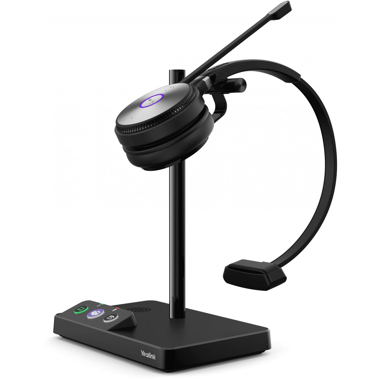Yealink WH62 Mono UC Slúchadlá s mikrofónom Bezdrôtový Pres hlavu Kancelária / call centrum Micro-USB Nabíjací podstavec Čierna