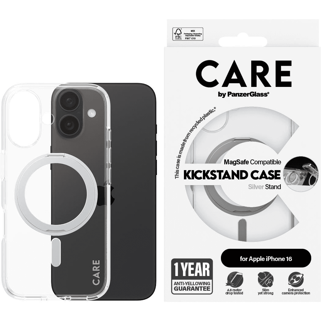 PanzerGlass CARE by PG SLV Kick/MagS iPhone16 6.1 puzdro na mobilný telefón Ochranný obal Priehľadná
