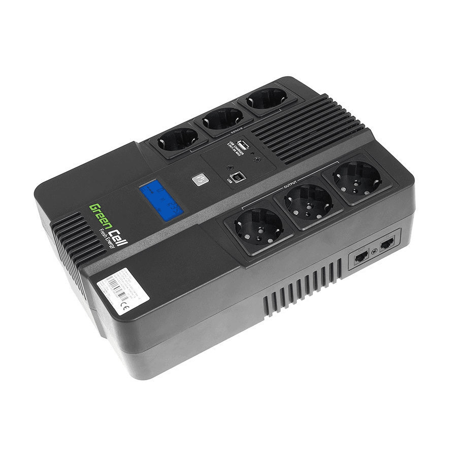 Napájací adaptér Green Cell UPS AiO 600VA/360W 6x Schuko AVR LCD