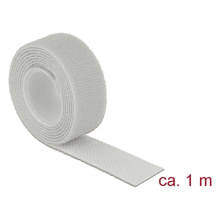 Suchý zips na rolke 1 m x 20 mm sivá farba Delock 18278