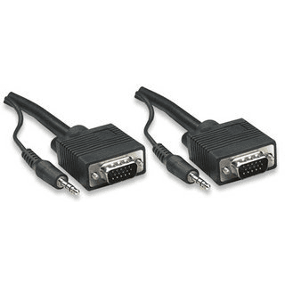 Manhattan HD15, 3.5mm/HD15, 3.5mm, M/M, 1.8m 1,8 m VGA (D-Sub) + 3.5mm Čierna