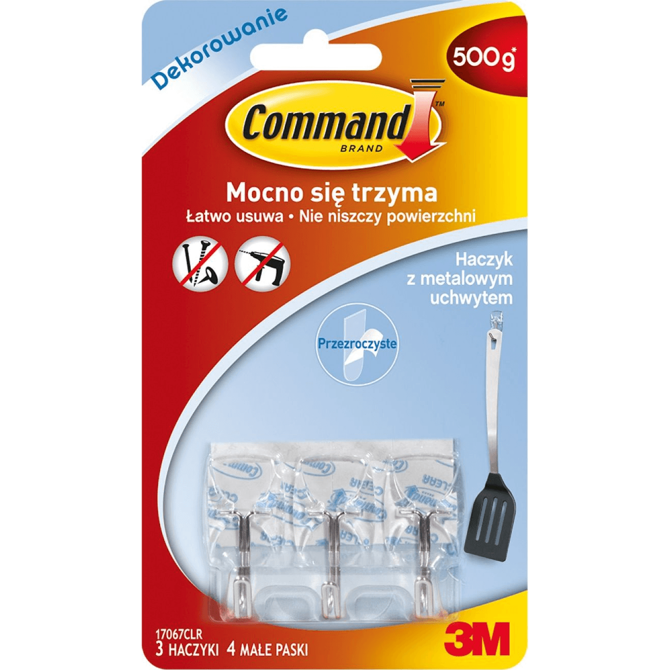 HÁČIKY COMMAND PRIEHĽADNÉ S KOVOVÝM DRŽIAKOM 3ks