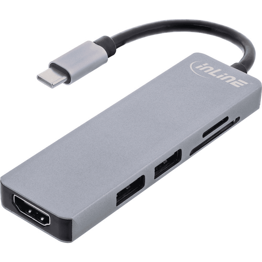 InLine 33271I hub USB 3.2 Gen 1 (3.1 Gen 1) Type-C 5000 Mbit/s Šedá