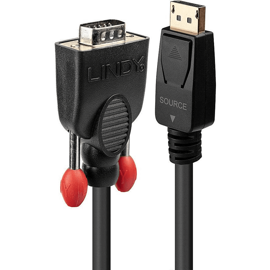 Lindy 41940 adaptér na video kábel 0,5 m VGA (D-Sub) DisplayPort Čierna