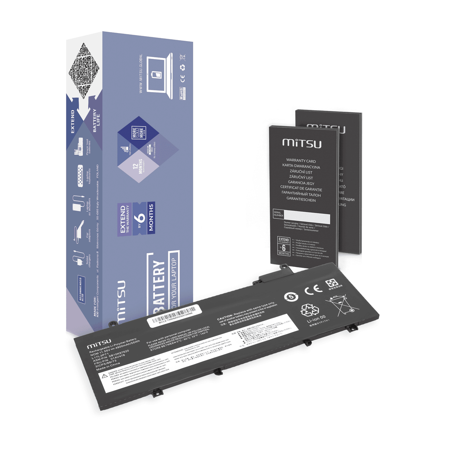 Batéria pre notebooky IBM, Lenovo Li-polymér 4800 mAh Mitsu