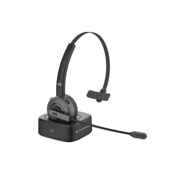 Conceptronic POLONA03BD slúchadlo / náhlavná súprava Slúchadlá s mikrofónom Bezdrôtový Pres hlavu Kancelária / call centrum Bluetooth Nabíjací podstavec Čierna
