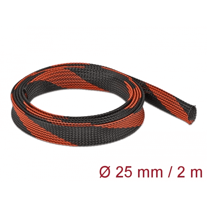 Pletená páska elastická 2 m x 25 mm čierno-červená Delock 20748