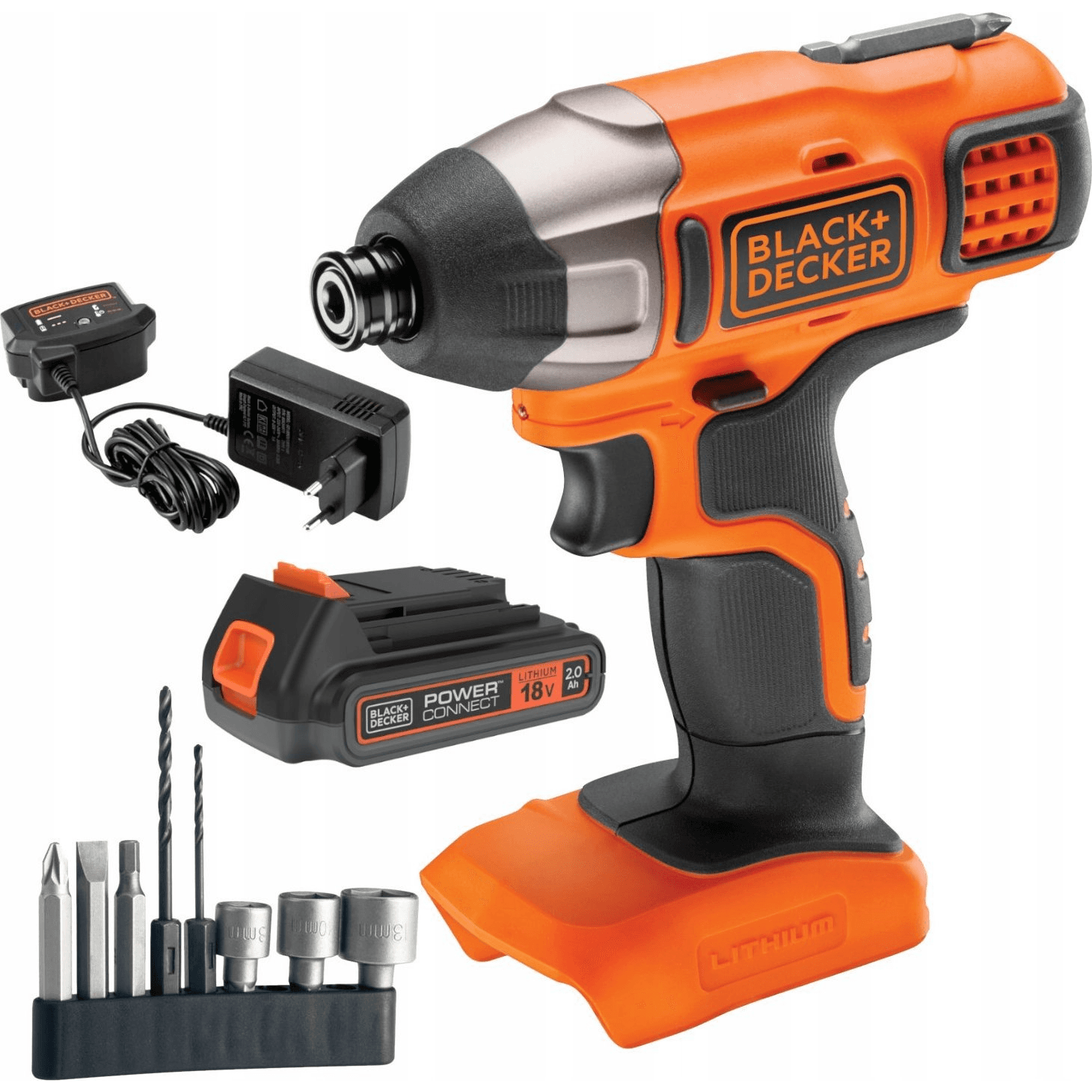 Akumulátorový rázový uťahovák 18V 155Nm 2Ah BLACK+DECKER BDCIM18D1A