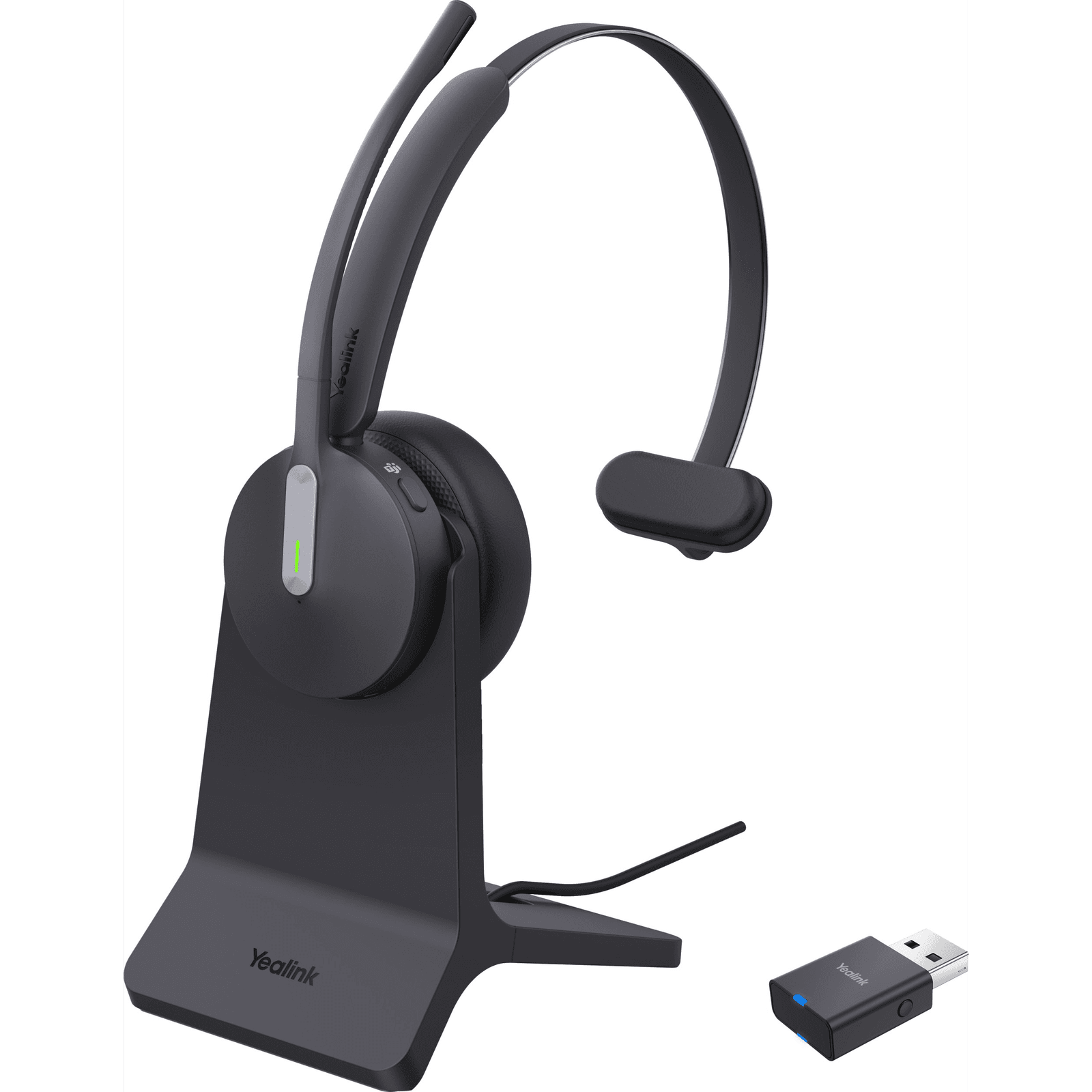 Yealink WH64 Hybird Mono with Charging Stand Teams Slúchadlá s mikrofónom Bezdrôtový Pres hlavu Kancelária / call centrum USB Typ-C Bluetooth Nabíjací podstavec Čierna