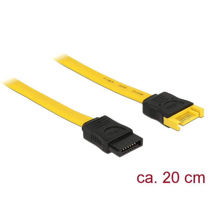 Predlžovací kábel SATA 6 Gb/s 20 cm žltý Delock 83949
