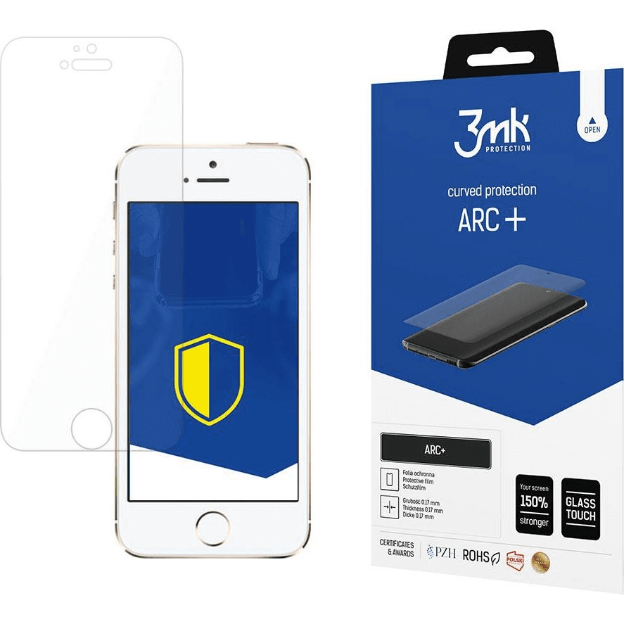 Ochranná fólia na zaoblený displej pre Apple iPhone 5/5S/SE - 3mk ARC+