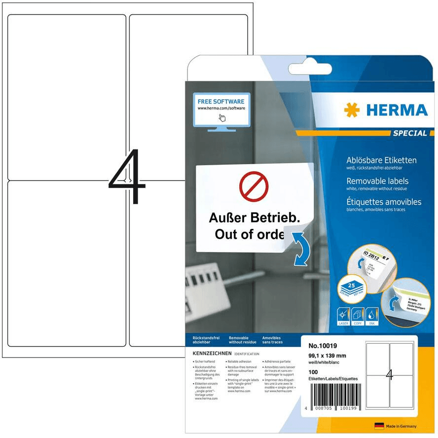 L7078 HERMA Samolepiace etikety 99 x 139 mm, 25 hárkov, 100 etikiet