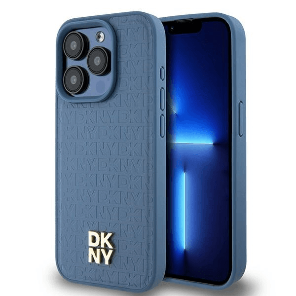 Zadný Kryt DKNY pre Apple iPhone 15 Pro Leather Monogram Pattern modrý