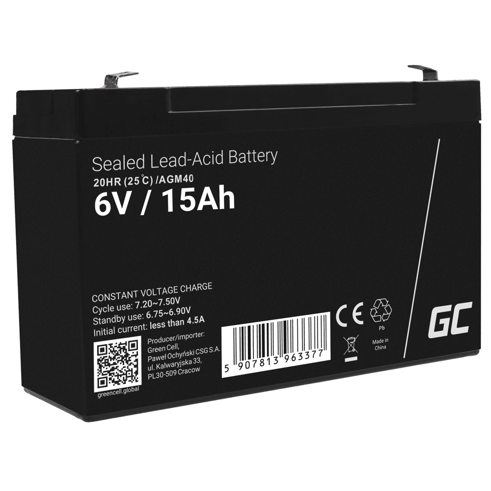 Akumulátor Green Cell AGM40 15 Ah 6 V